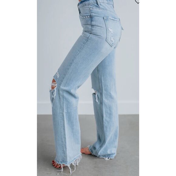 Vervet Leslie Jeans Size 14 32 Distressed 90s Style Vintage High Rise Denim New - Picture 4 of 14